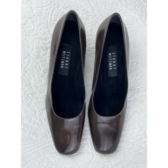 Stuart Weitzman Women's Size 9.5 Brown Patton Leather Dressy Block Heel Shoe - Picture 9 of 11